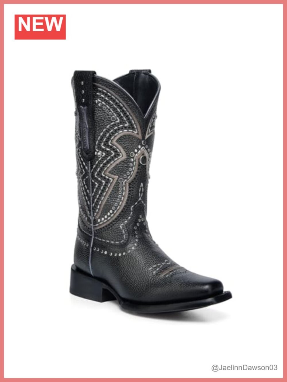 Cuadra Women's Rodeo Boots Leather Studded Pull-On Mid-Calf Western Shoes